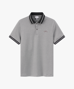 Áo Polo Xám Phối Cổ Đen Cao Cấp, Chống Nhăn, Chống Bám Bẩn 9APCH592XAM
