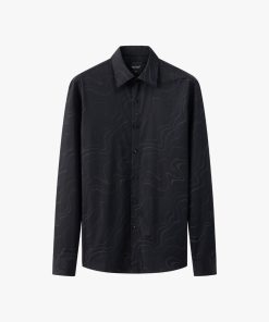 Áo Sơ Mi Dài Tay Phối Hoạ Tiết Cao Cấp, Chống Nhăn Nhàu, Chống Bám Bẩn 8SMDH453DEN